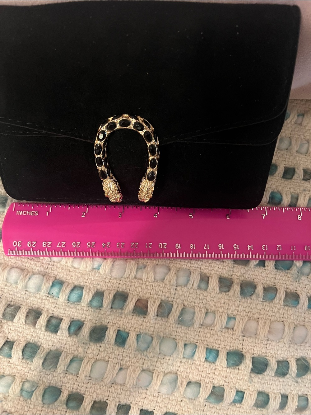 INSPIRED Black Suede Clutch with Gold Snake-Head Accent - Picture 6 of 8